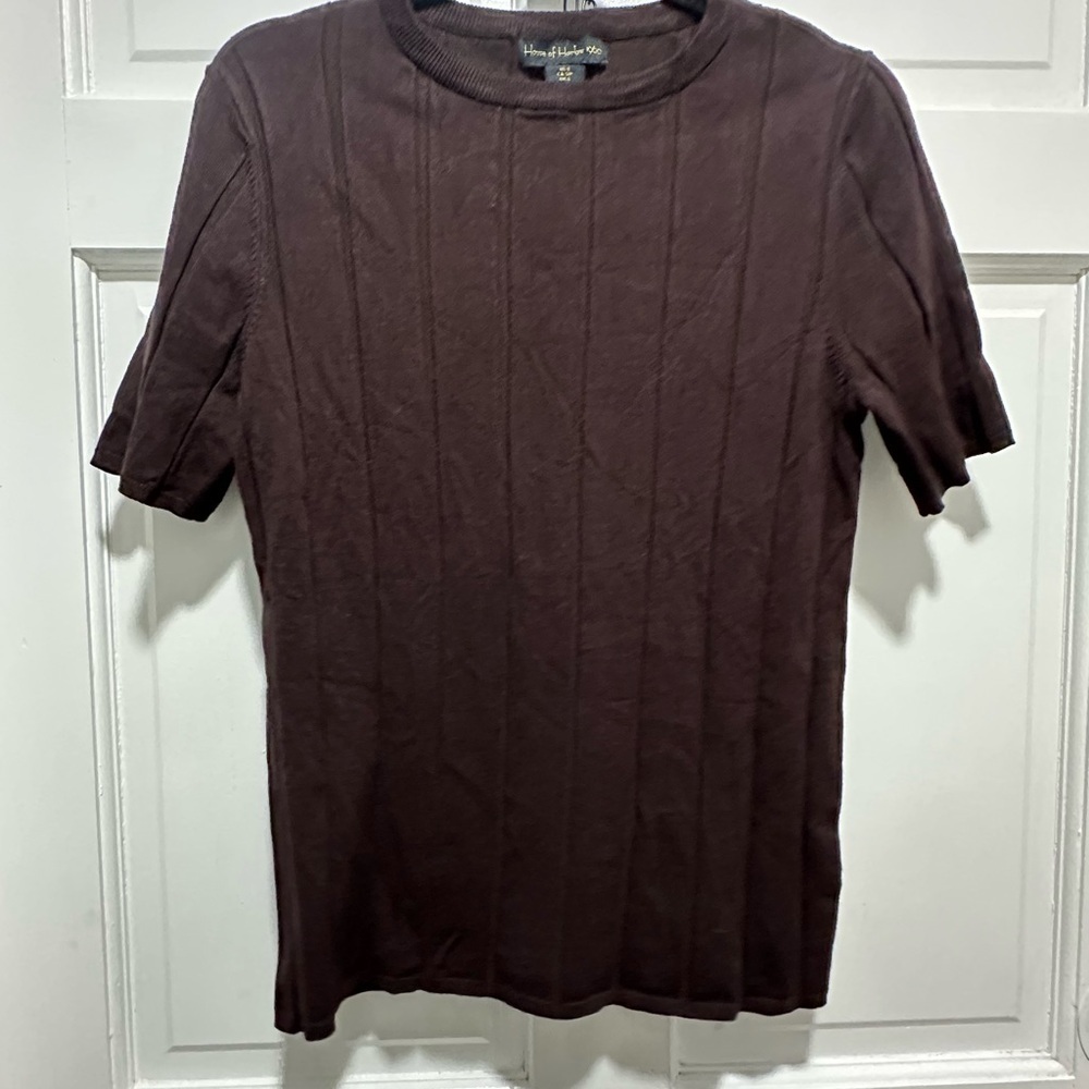 House of Harlow 1960 Chocolate brown oversized ribbed comfor shirt size Small - Picture 2 of 4